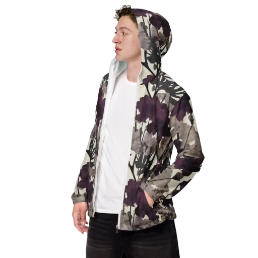 Midnight Clematis on a Men's Windbreaker