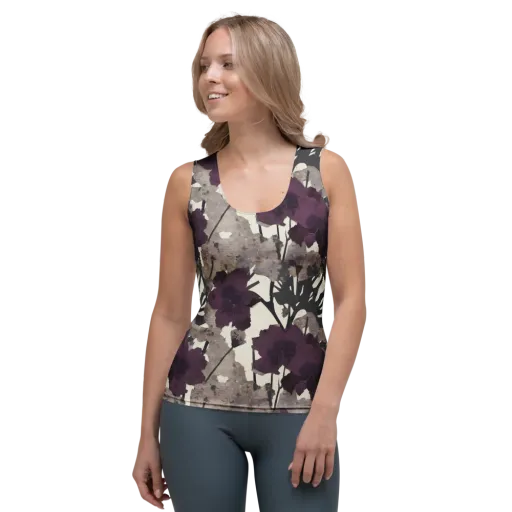 Midnight Clematis on a Women's Tank Top