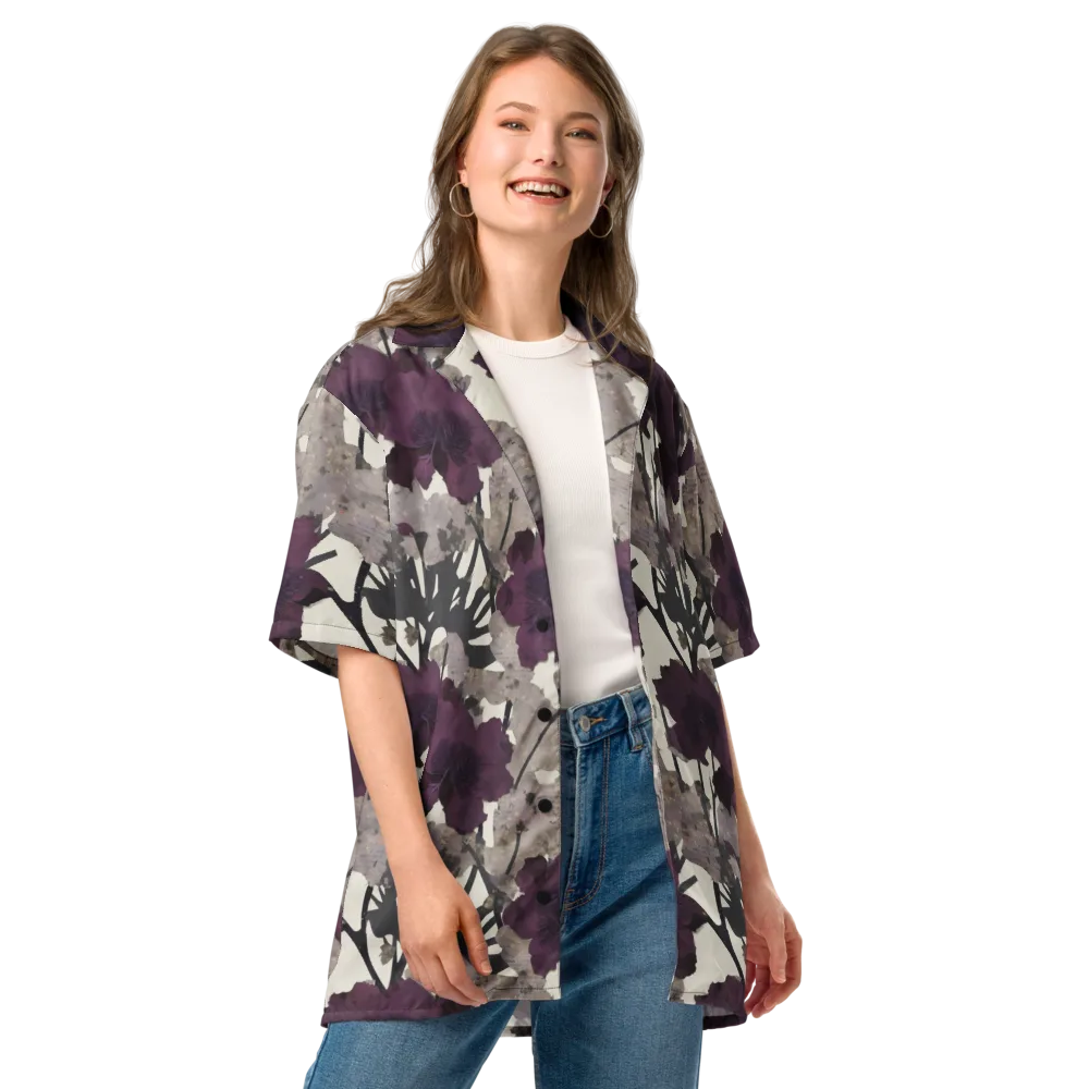Midnight Clematis on Button Shirt — Front