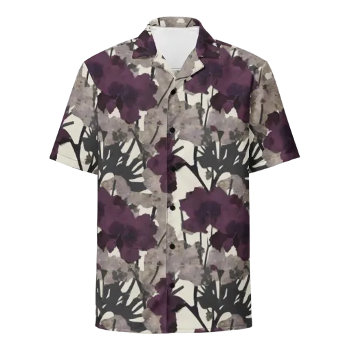 Midnight Clematis on a Button Shirt