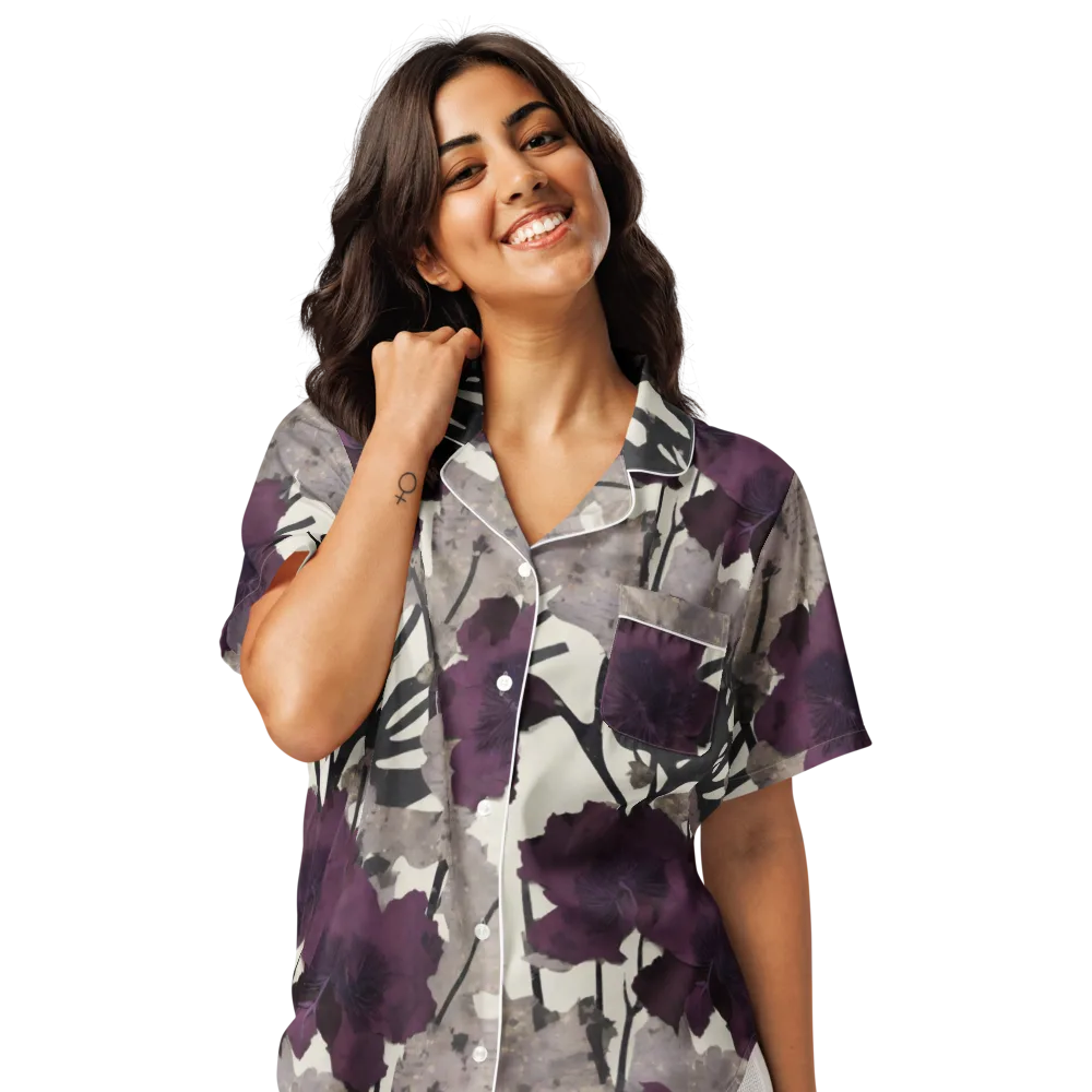 Midnight Clematis on Women's Short Sleeve Pajama Top — Front