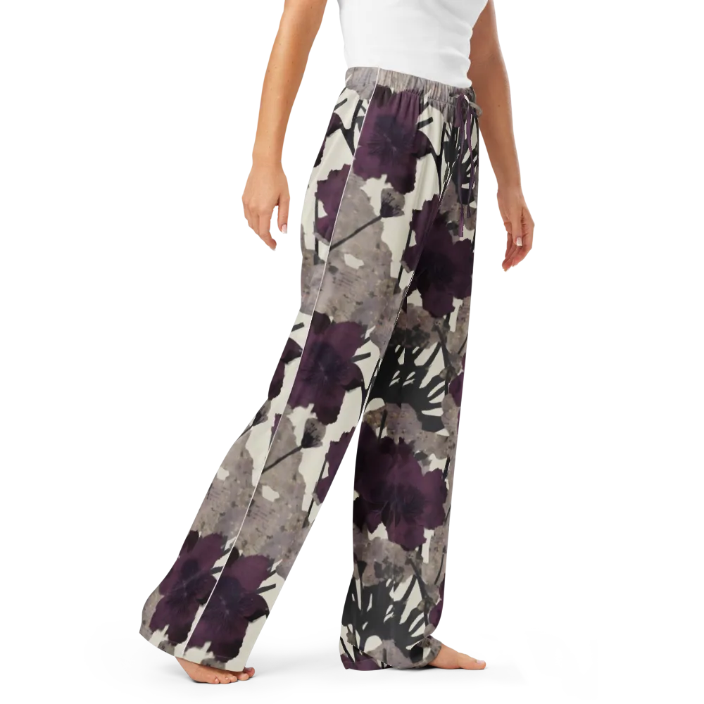 Midnight Clematis on Women's Pajama Pants — Right Front