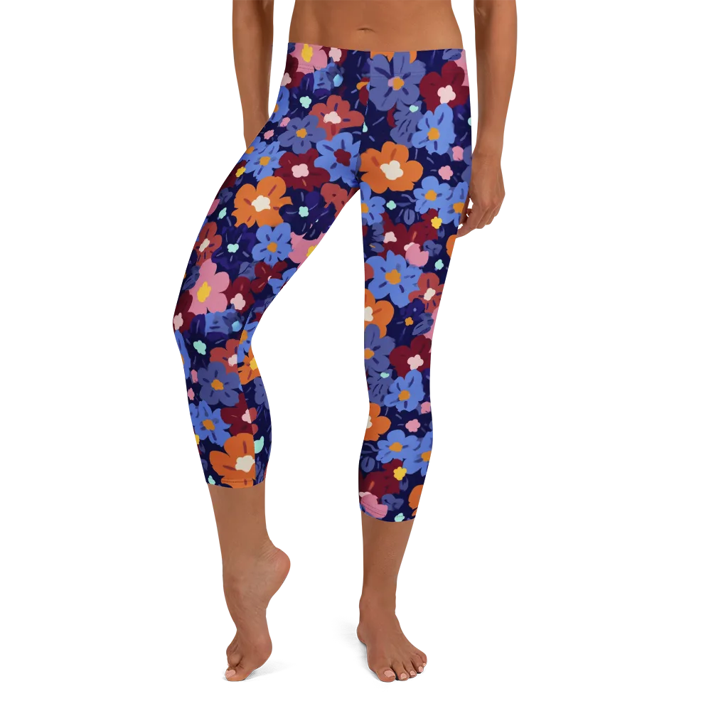 Electric Posy on Capri Leggings — Front
