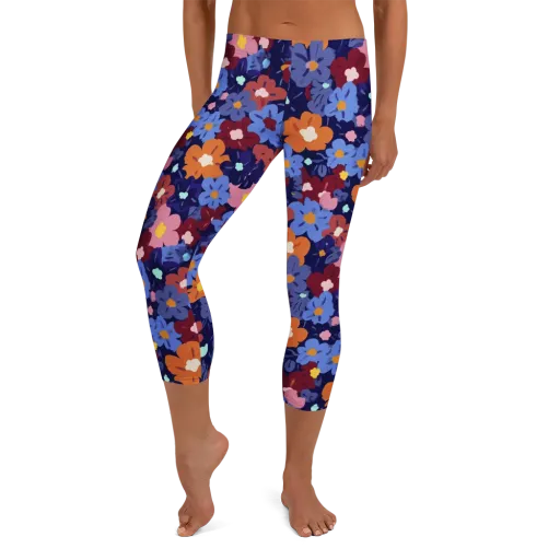 Electric Posy on a Capri Leggings
