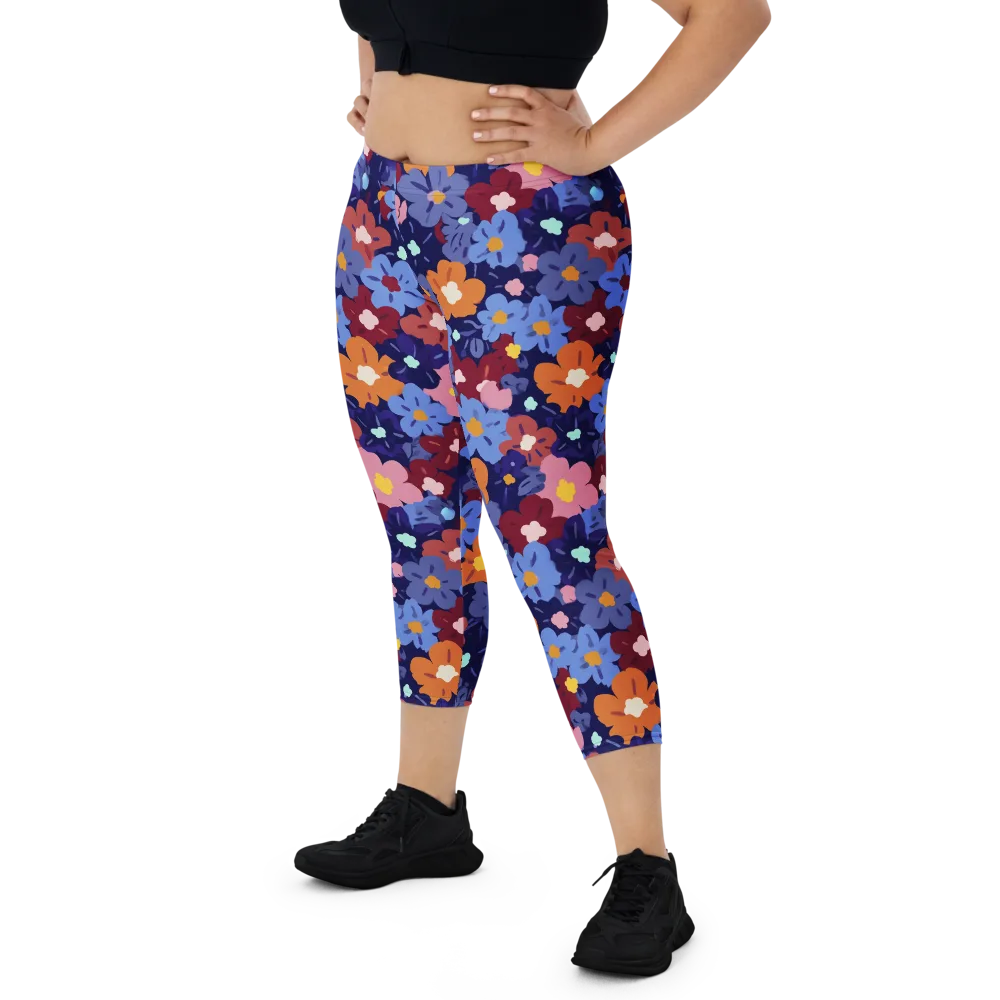 Electric Posy on Capri Leggings — Front
