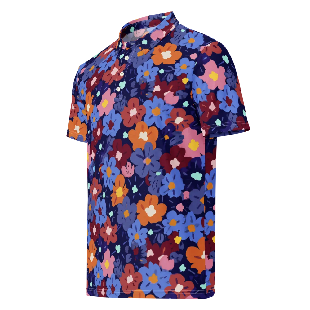 Electric Posy on Men's Slim Fit Polo Shirt — Left Front