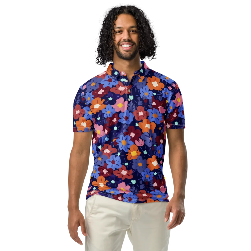 Electric Posy on Men's Slim Fit Polo Shirt — Front