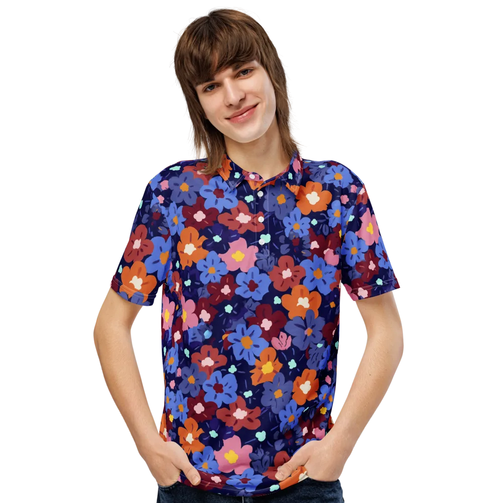 Electric Posy on Men's Slim Fit Polo Shirt — Front