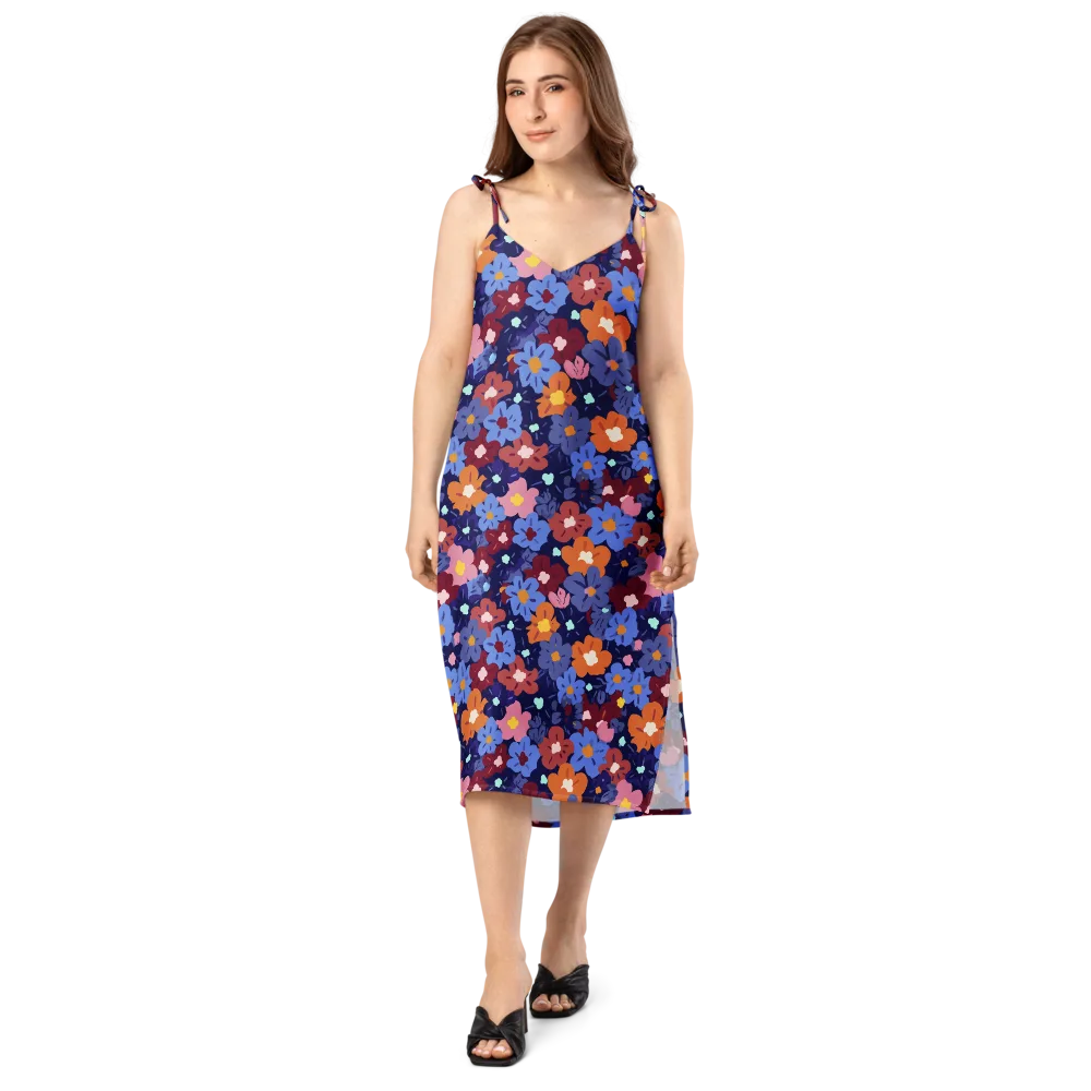 Electric Posy on Slip Dress — Front