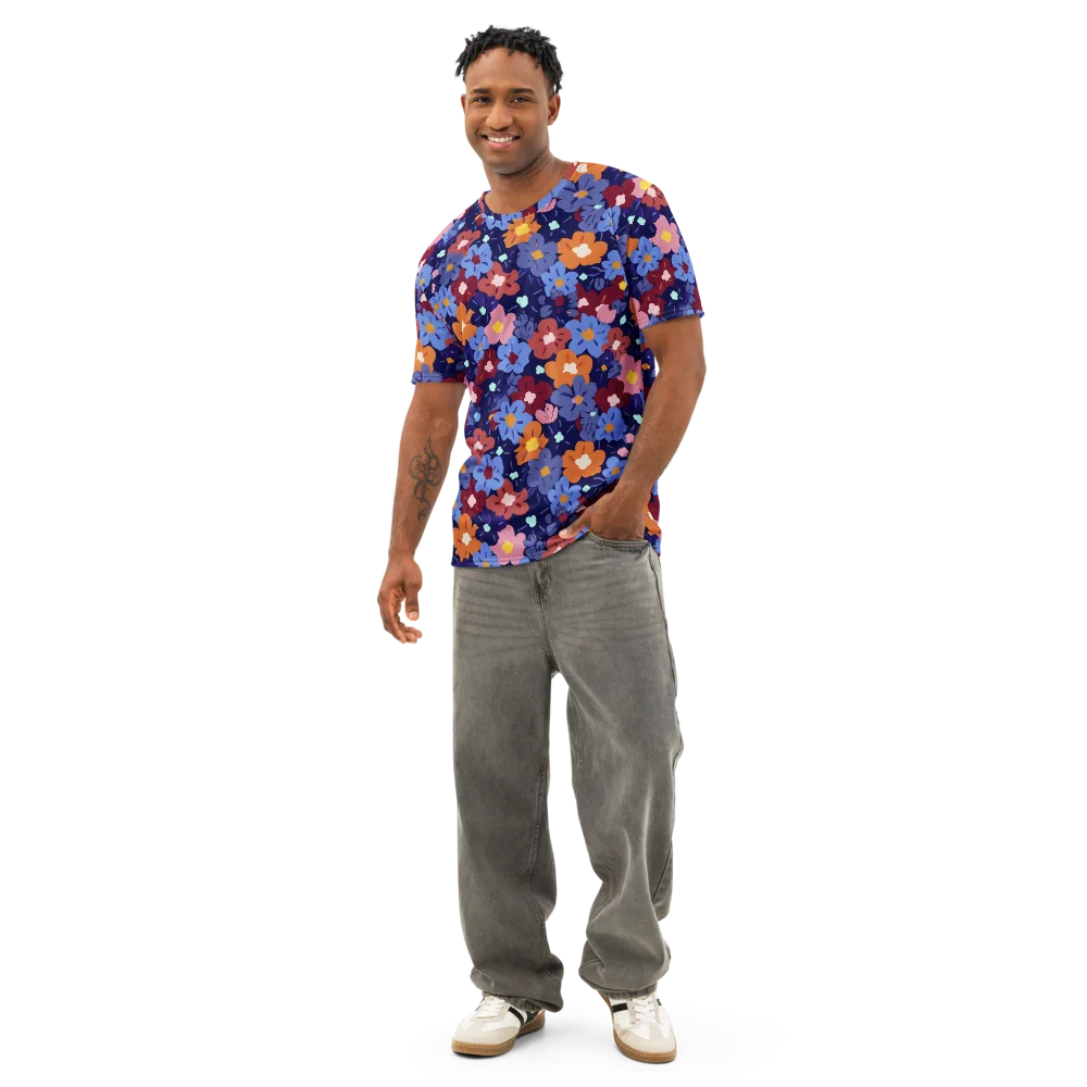 Electric Posy on Men's Cotton Crew Neck T-Shirt — Front