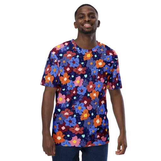 Electric Posy on a Men's Crew Neck T-Shirt