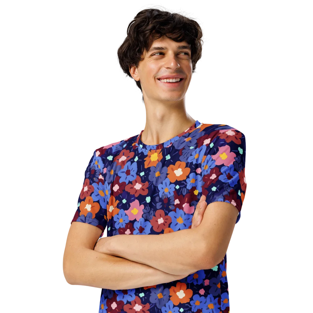 Electric Posy on Men's Crew Neck T-Shirt — Left Front