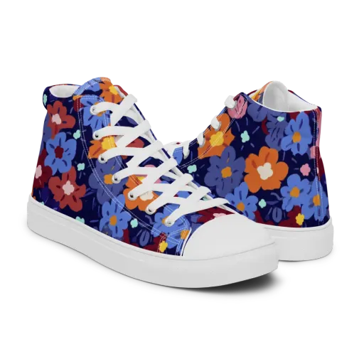 Electric Posy on a Men's High Top Canvas Shoes