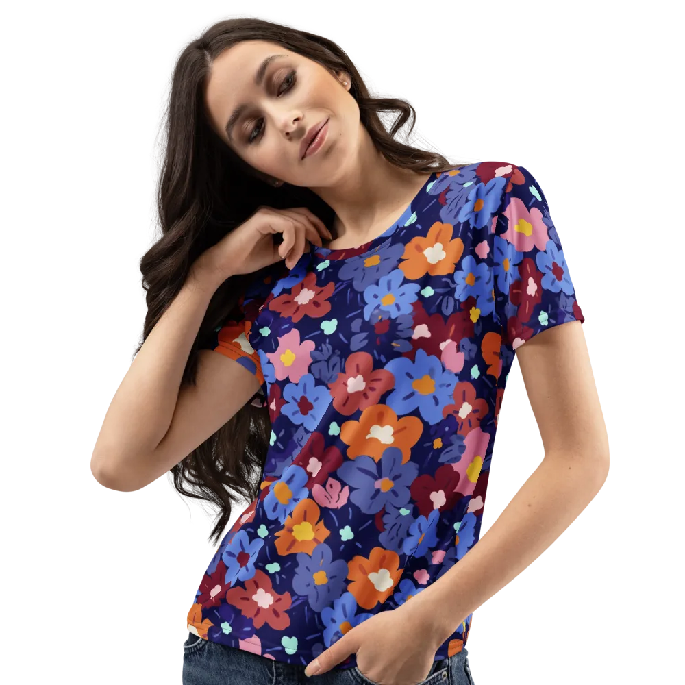 Electric Posy on Women's Crew Neck T-Shirt — Left Front