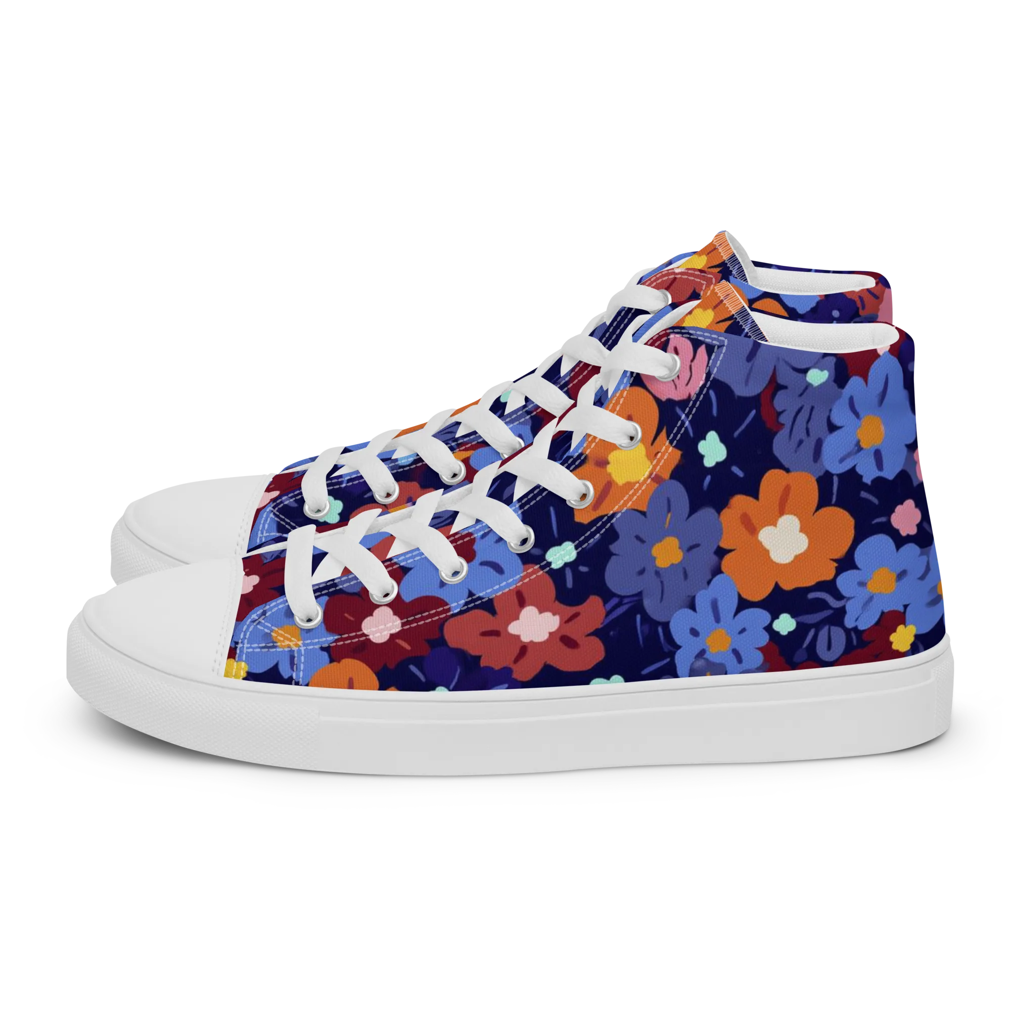 Electric Posy on Women's High Top Canvas Shoes — Left