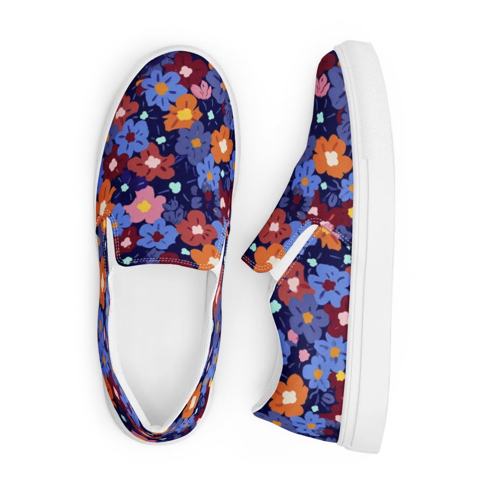 Electric Posy on Men's Slip-On Canvas Shoes — Front