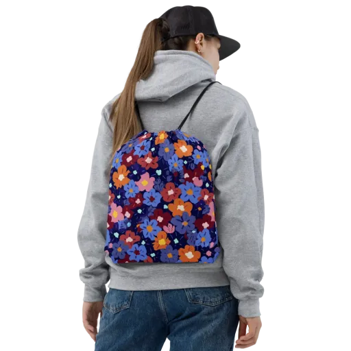 Electric Posy on a Drawstring Bag