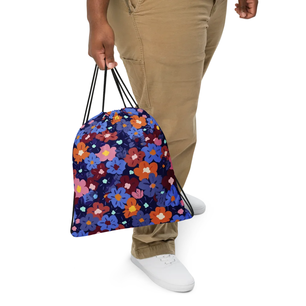 Electric Posy on Drawstring Bag — Front