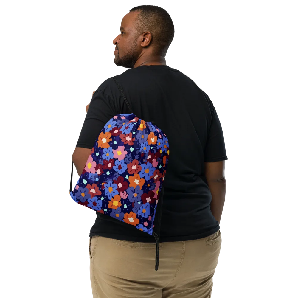 Electric Posy on Drawstring Bag — Front