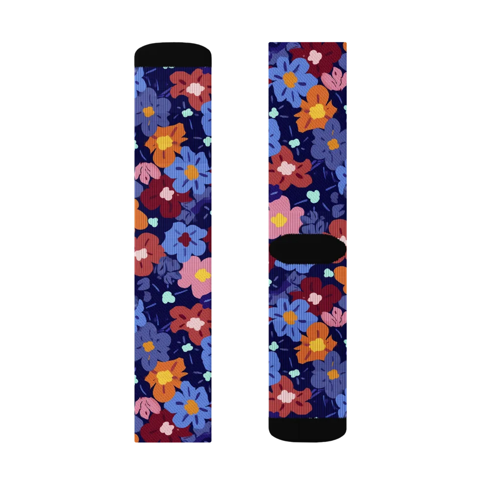 Electric Posy on Socks — Right Sock
