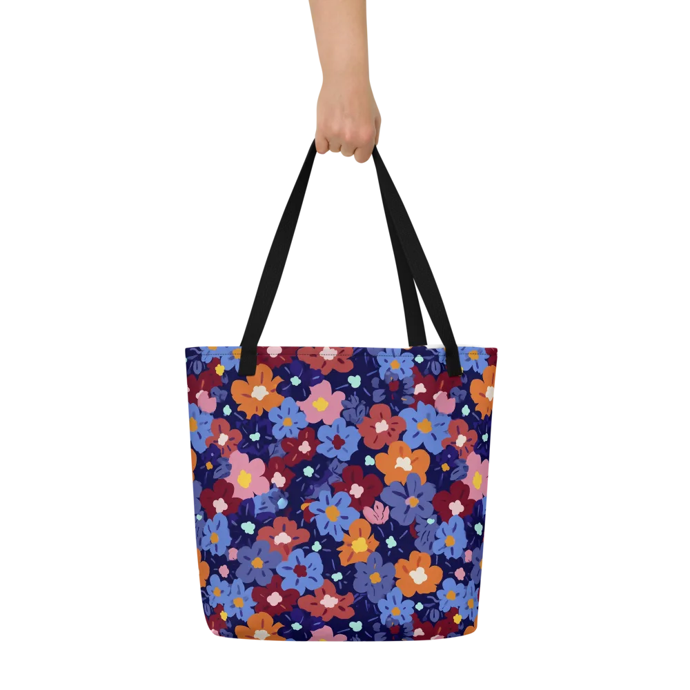 Electric Posy on Large Tote Bag W/ Pocket — Front