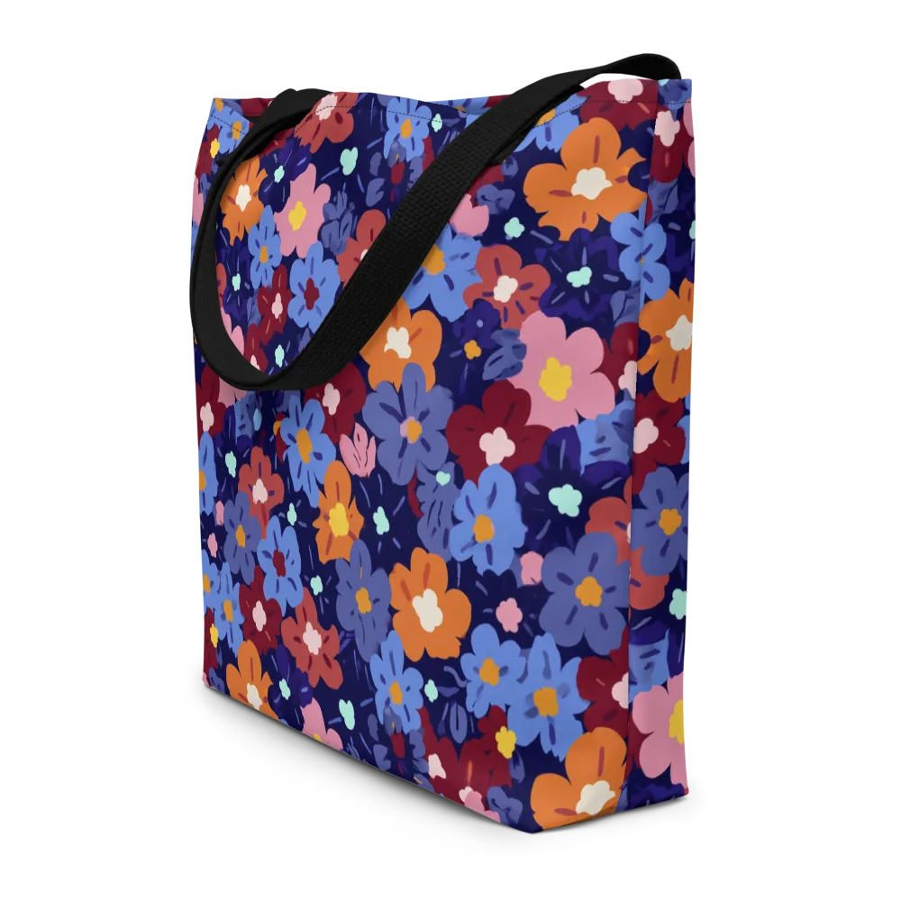 Electric Posy on Large Tote Bag W/ Pocket — Front