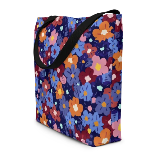 Electric Posy on a Large Tote Bag W/ Pocket