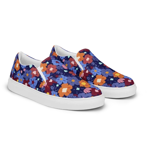 Electric Posy on a Women's Slip-On Canvas Shoes