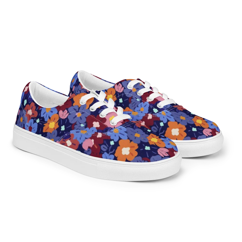Electric Posy on Men's Lace-Up Canvas Shoes — Right Front
