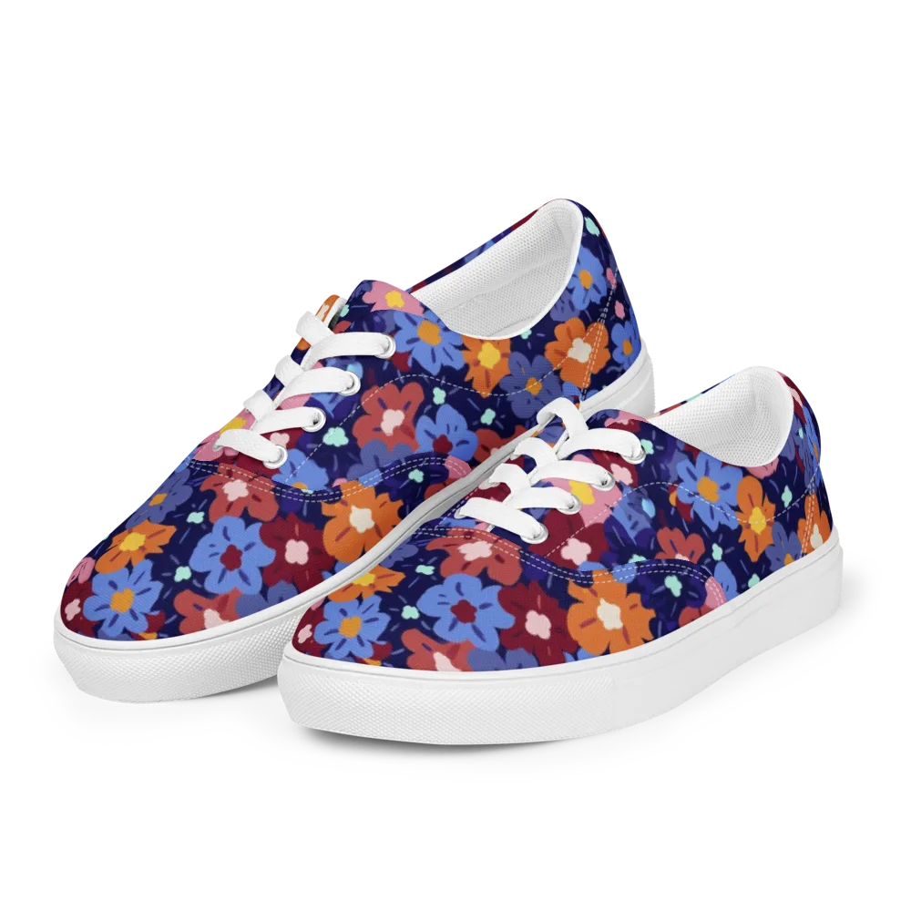 Electric Posy on Men's Lace-Up Canvas Shoes — Left Front