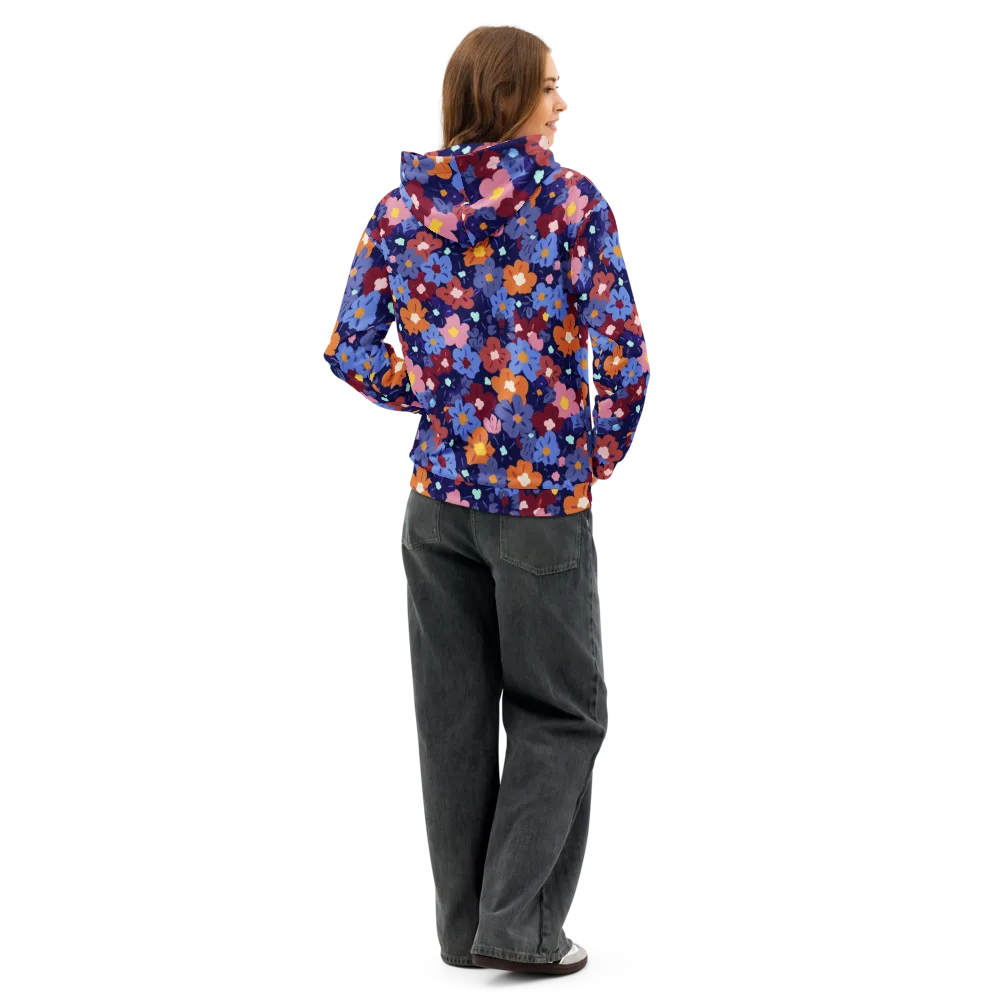 Electric Posy on Cotton Hoodie — Back