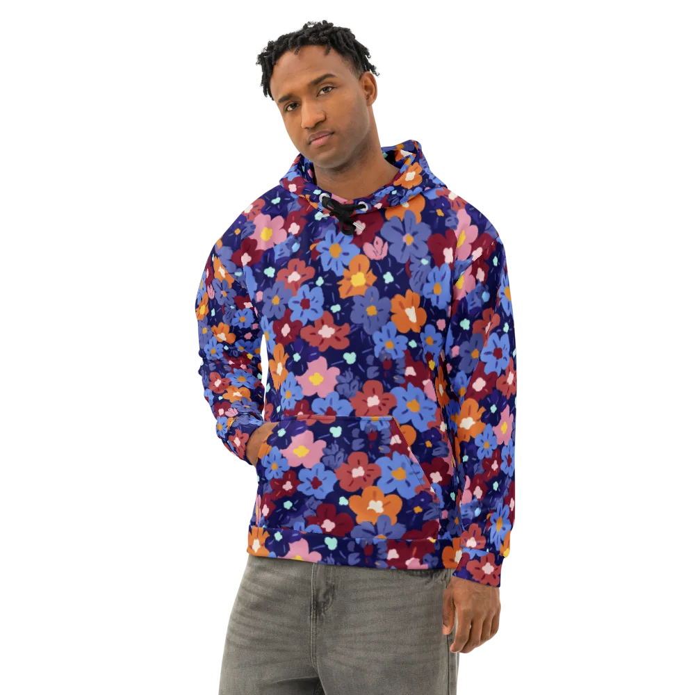 Electric Posy on Cotton Hoodie — Left Front