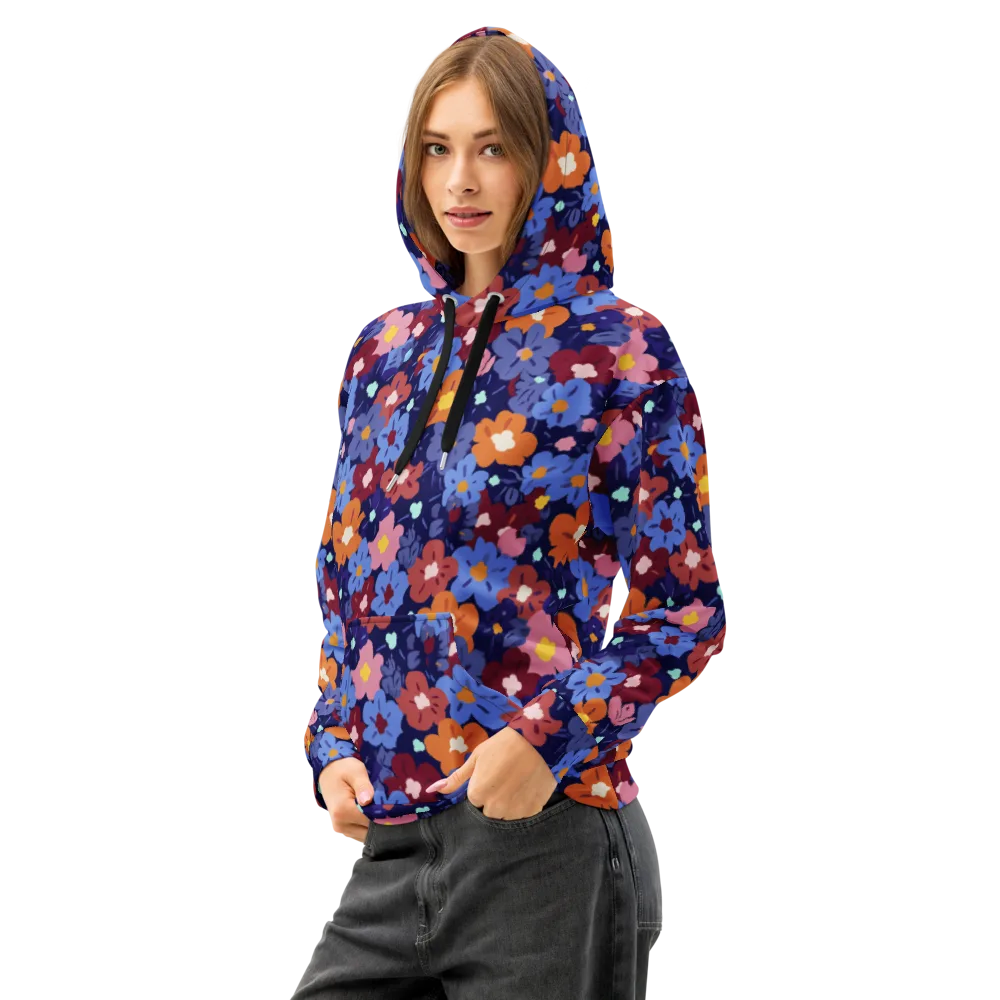 Electric Posy on Cotton Hoodie — Left Front
