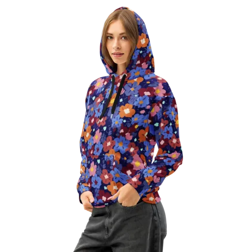 Electric Posy on a Cotton Hoodie
