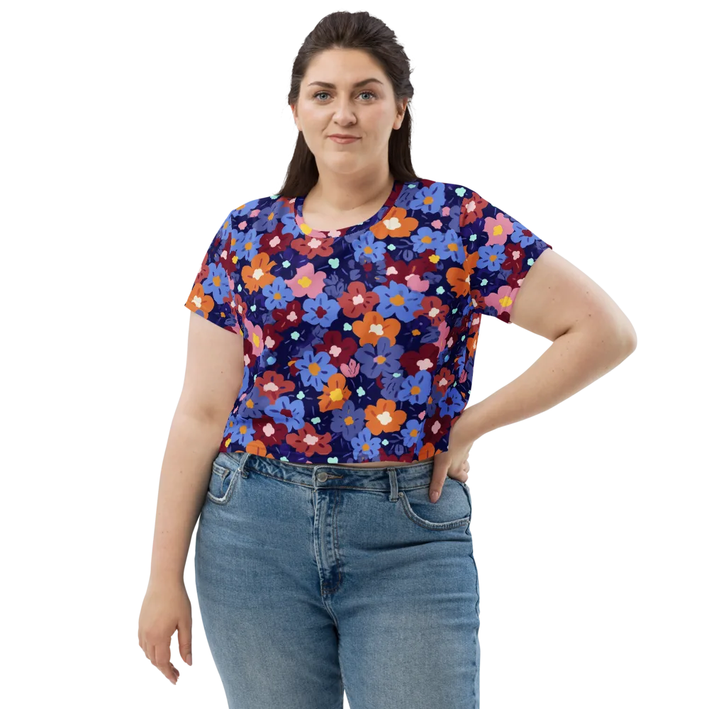 Electric Posy on Crop Tee — Front