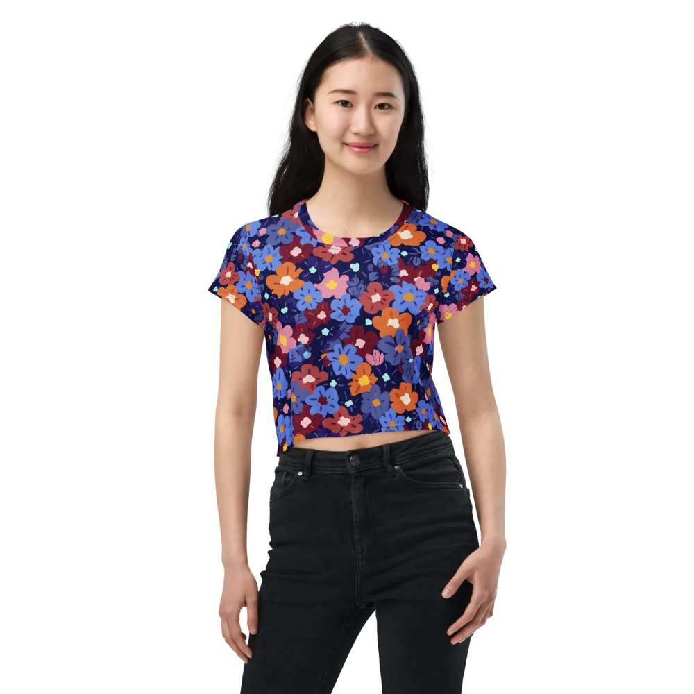 Electric Posy on Crop Tee — Front