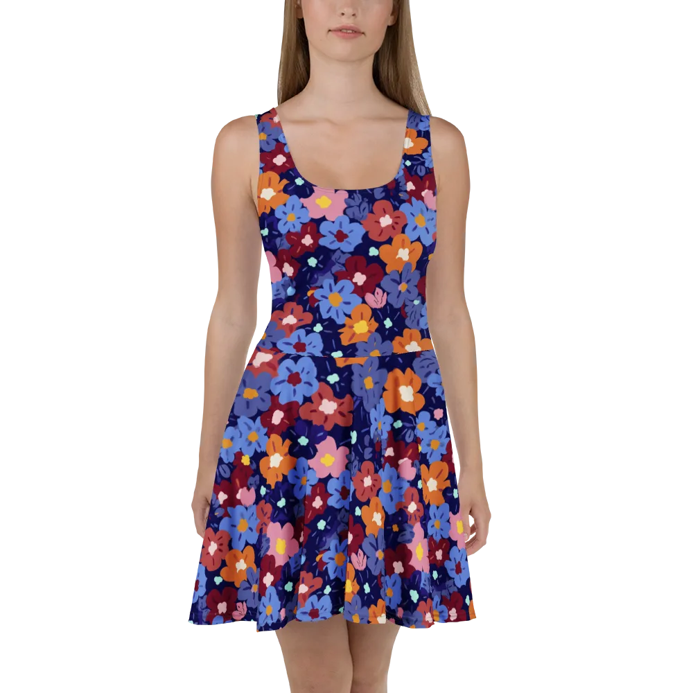 Electric Posy on Skater Dress — Front