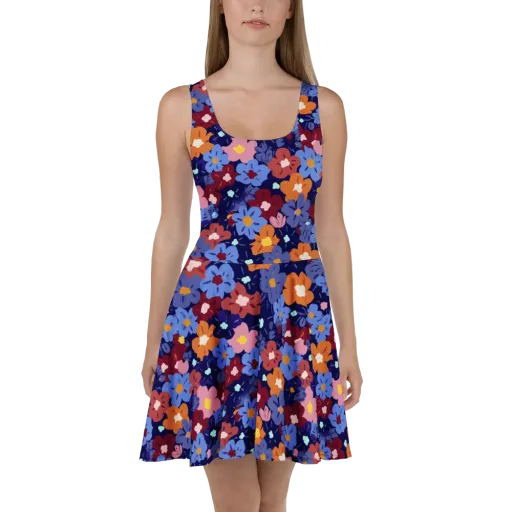Electric Posy on a Skater Dress