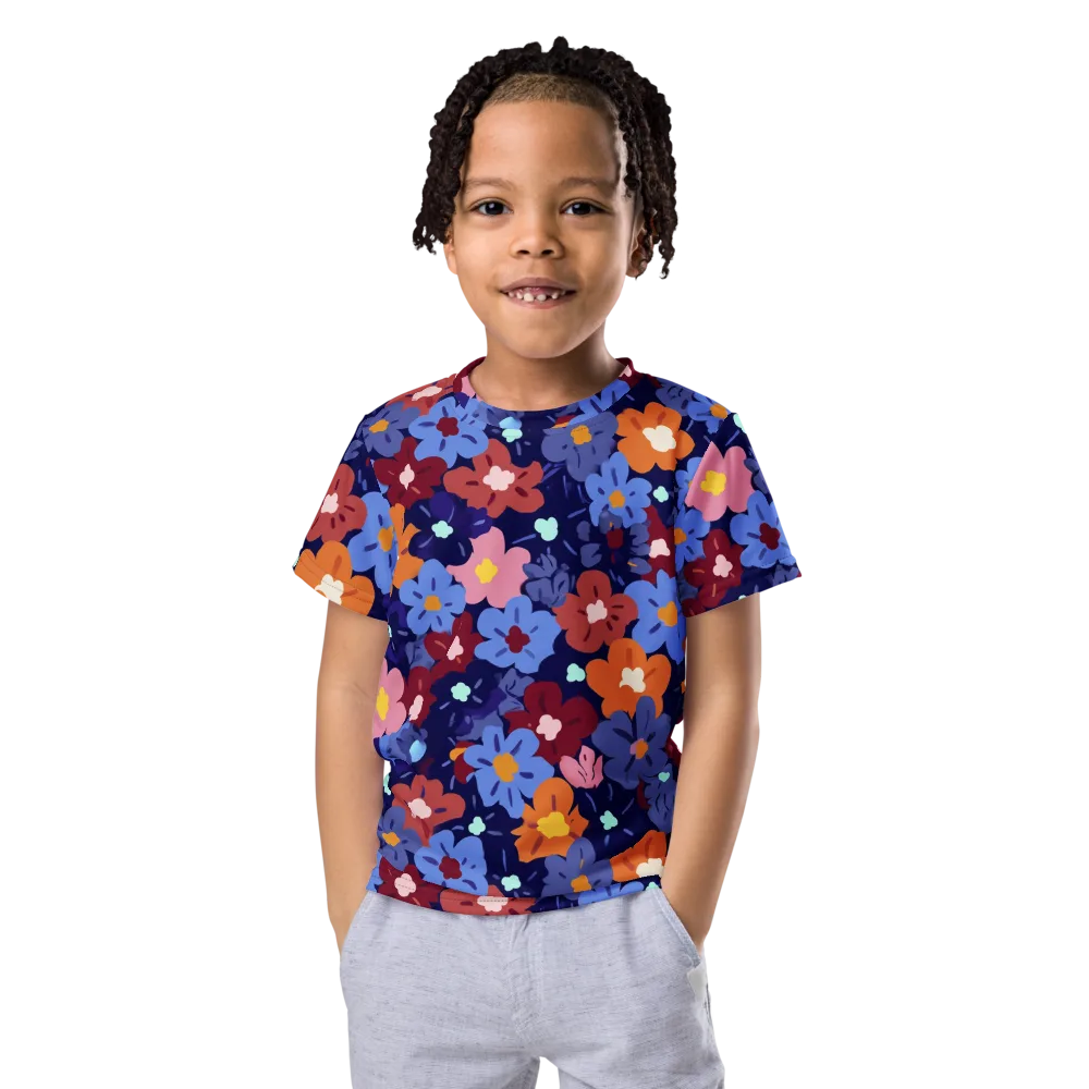 Electric Posy on Kids Crew Neck T-Shirt — Front