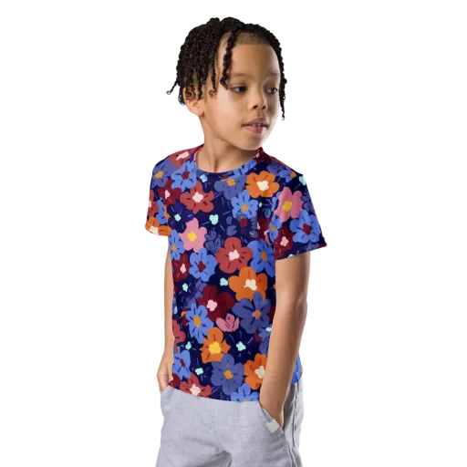 Electric Posy on a Kids Crew Neck T-Shirt