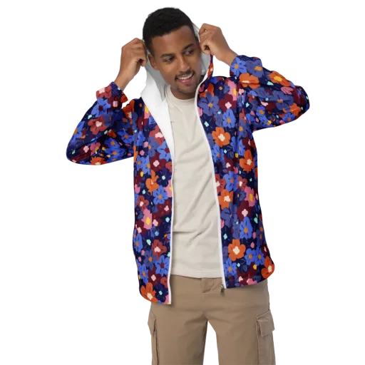 Electric Posy on a Men's Windbreaker