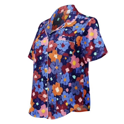 Electric Posy on a Women's Short Sleeve Pajama Top