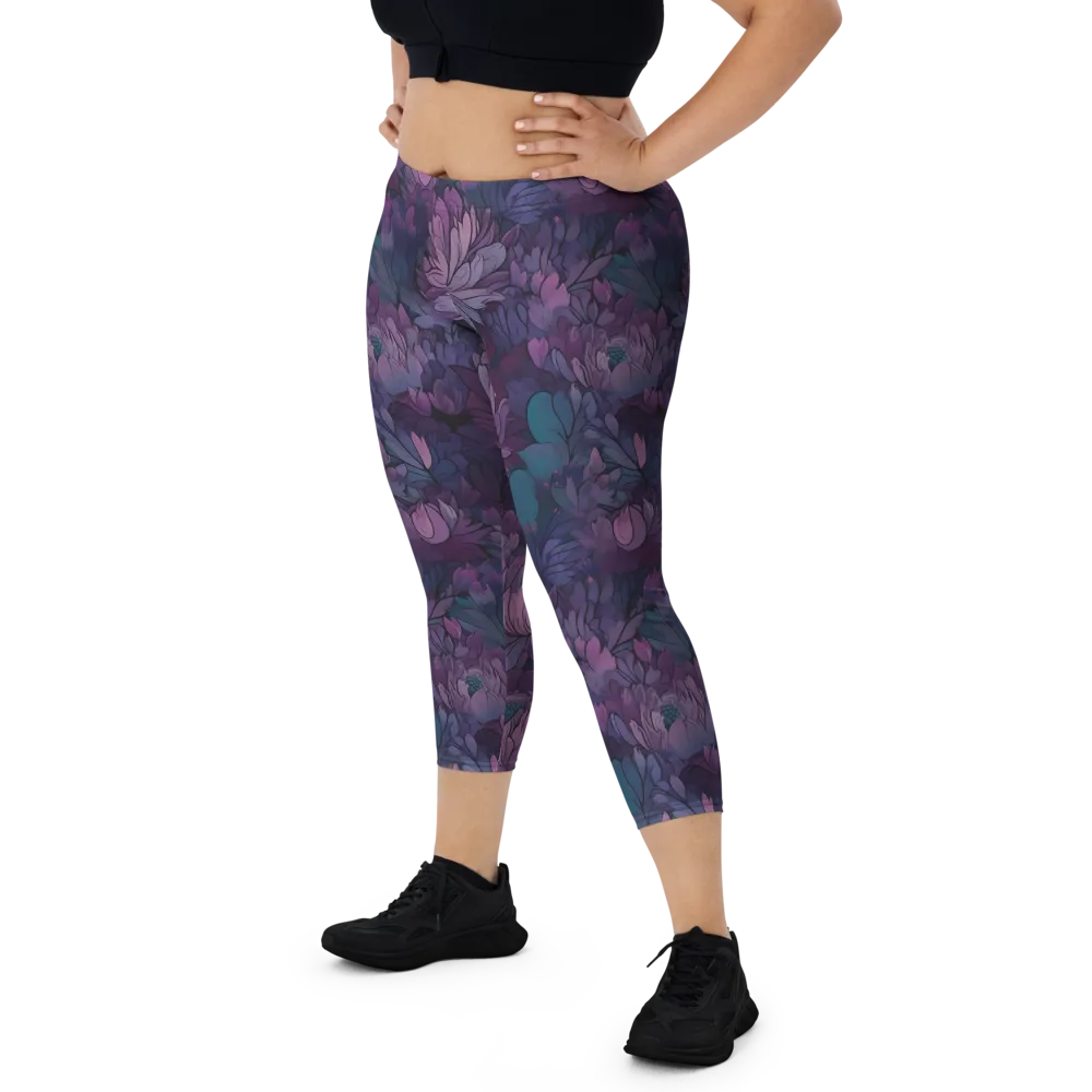 Indigo Bloomscape on Capri Leggings — Front