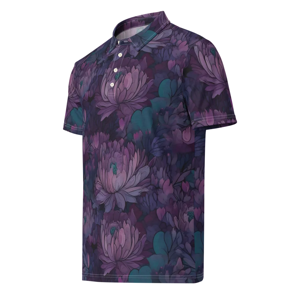 Indigo Bloomscape on Men's Slim Fit Polo Shirt — Left Front