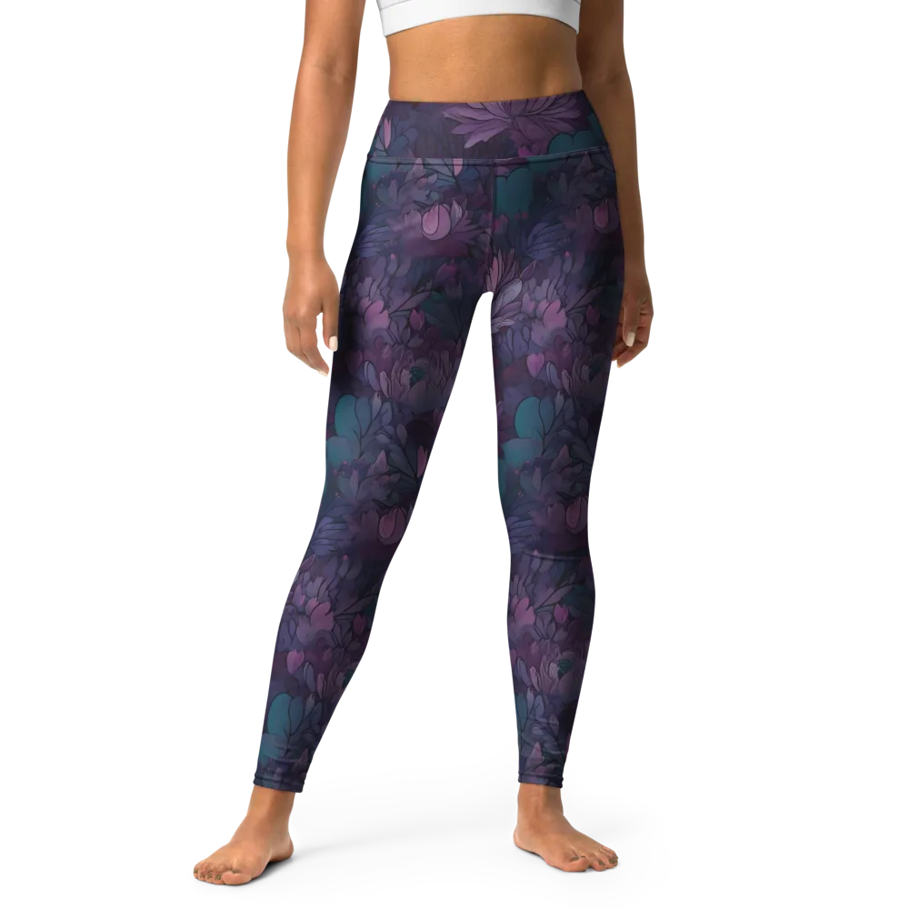 Indigo Bloomscape on Yoga Leggings — Front