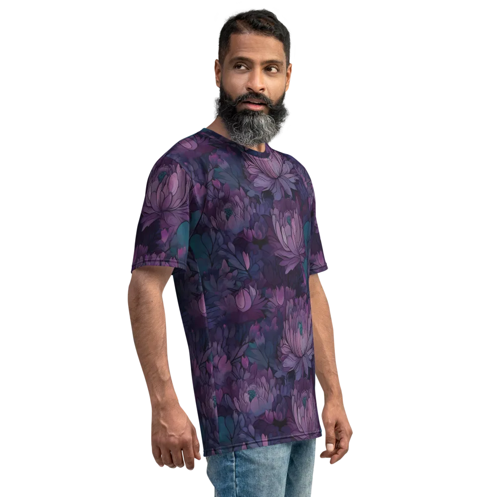 Indigo Bloomscape on Men's Crew Neck T-Shirt — Right
