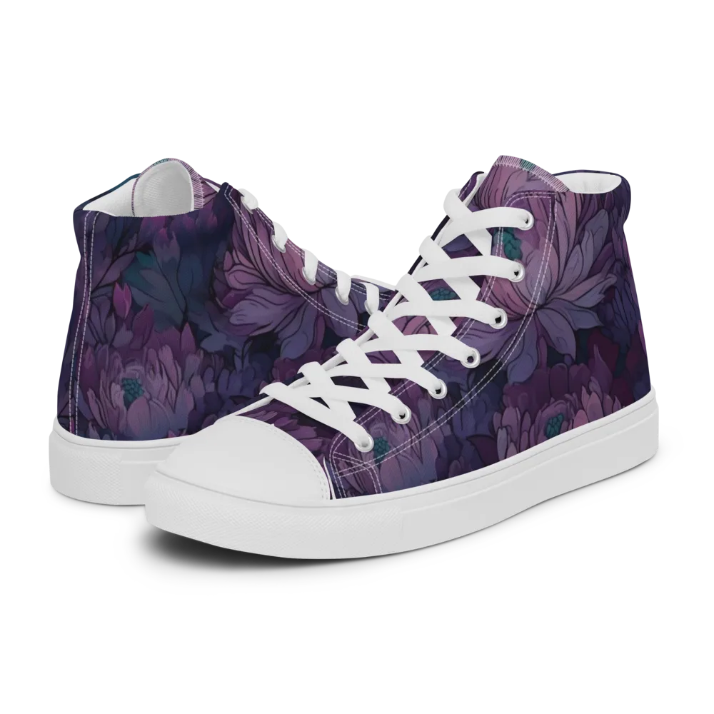Indigo Bloomscape on Men's High Top Canvas Shoes — Left