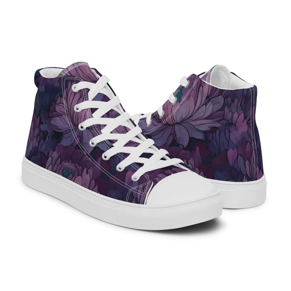 Indigo Bloomscape on Men's High Top Canvas Shoes — Right