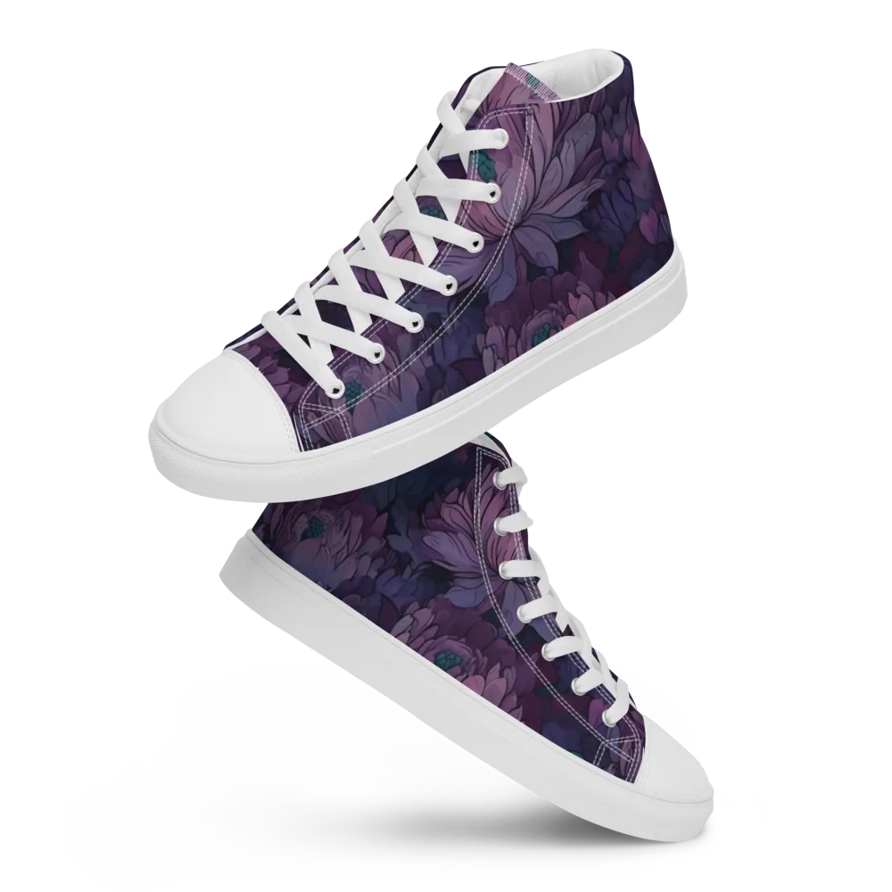 Indigo Bloomscape on Men's High Top Canvas Shoes — Front