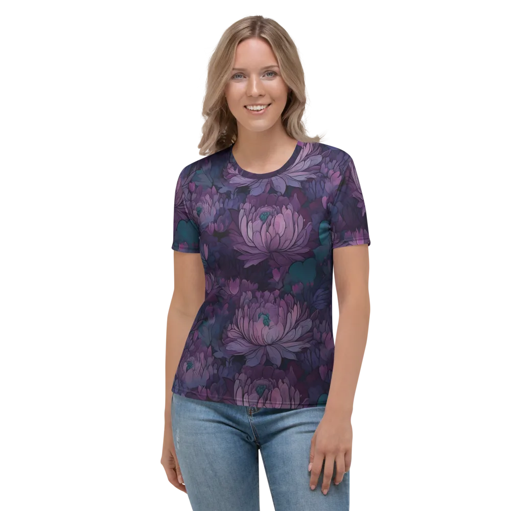 Indigo Bloomscape on Women's Crew Neck T-Shirt — Front